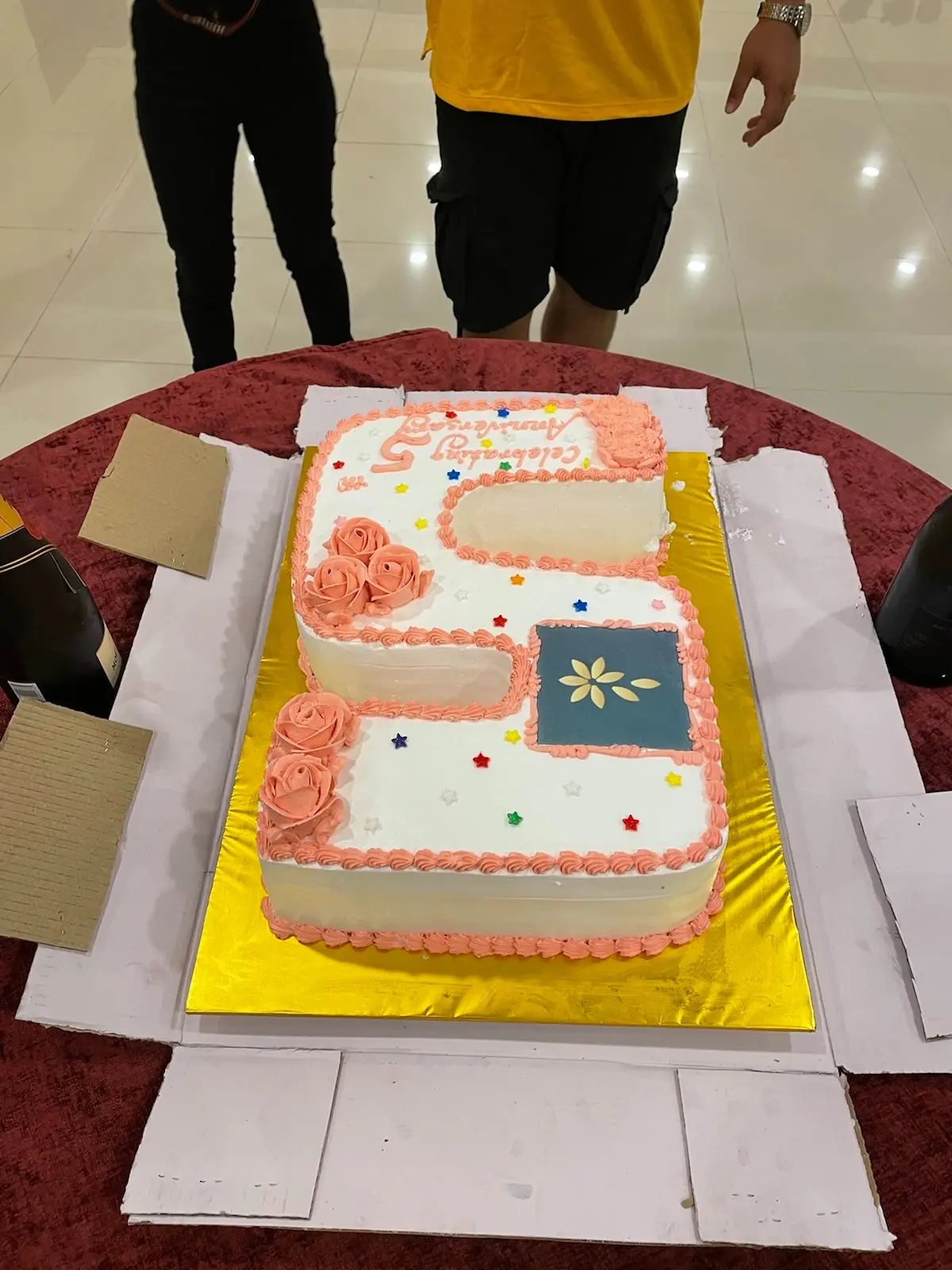 Fifth year anniversary celebration cake
