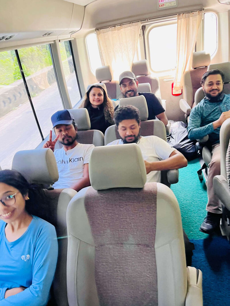 Optimum Futurist Nepal team members on the bus, on their way to trek